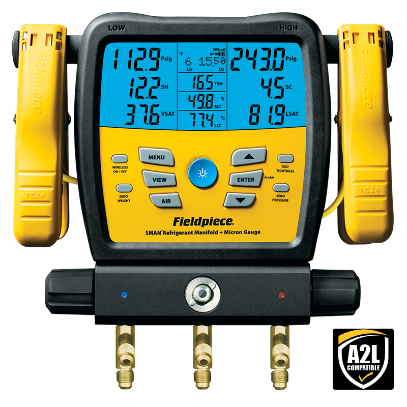 SM380V REFRIGERANT MANIFOLD & MICRON GAUGE WIRELESS 3 PORT A2L REFRIGERANT COMPATIBLE