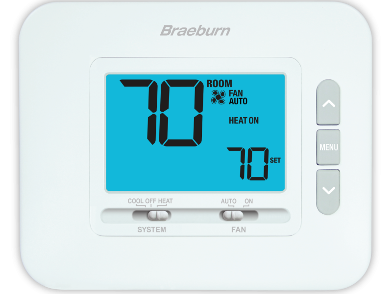 1030 BRAEBURN NON-PROGRAMMABLE 1H/1C W/4.4 SQ. IN. DISPLAY THERMOSTAT (6)