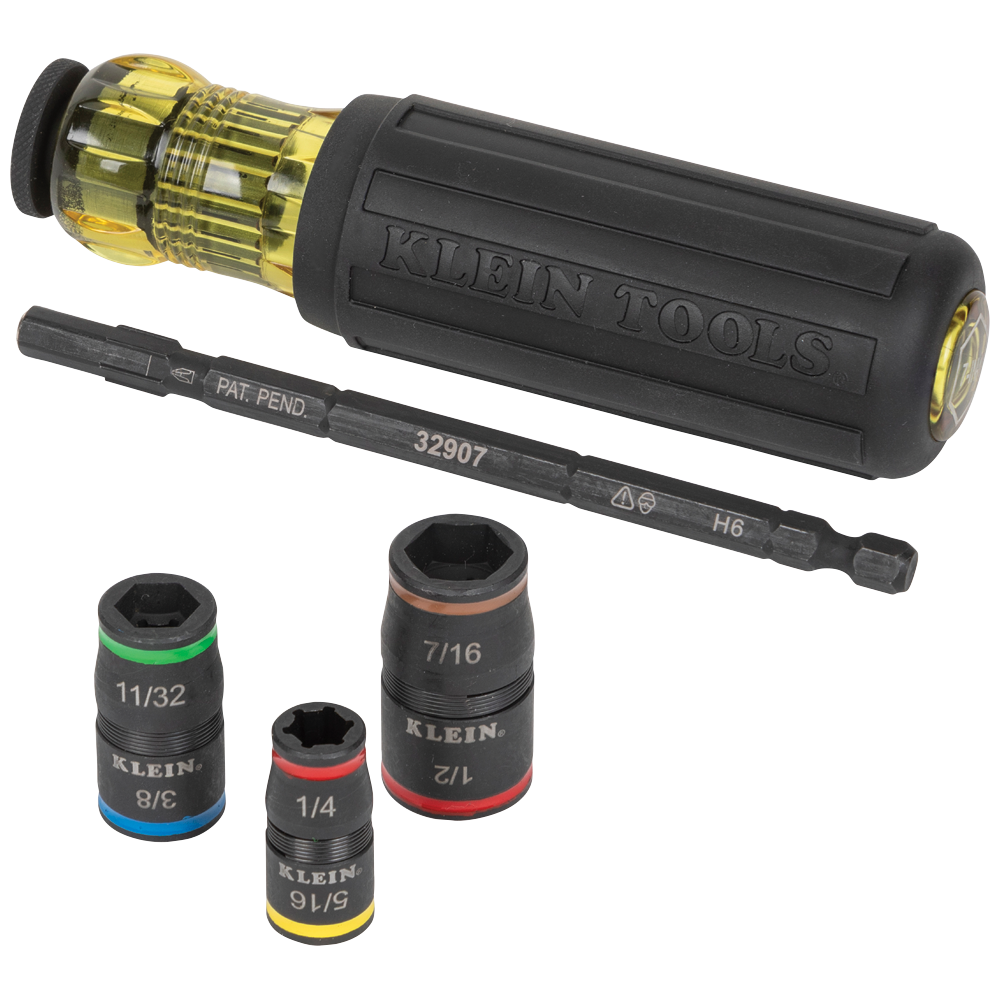 32900 KLEIN 7-IN-1 IMPACT FLIP SOCKET WITH HANDLE - 1/4", 5/16", 11/32", 3/8" 7/16", 1/2"