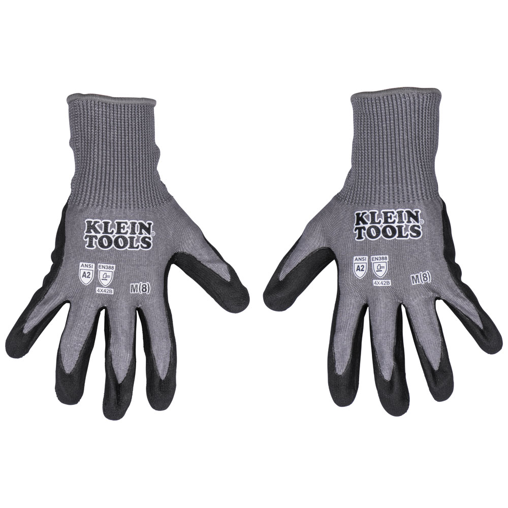 60585 KLEIN KNIT DIPPED GLOVES, CUT LEVEL A2, TOUCHSCREEN, LARGE, 2-PAIR
