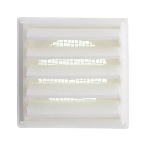 608W 8" WHITE PLASTIC AIR INTAKE LOUVER VENT WITH PLASTIC SCREEN (6)