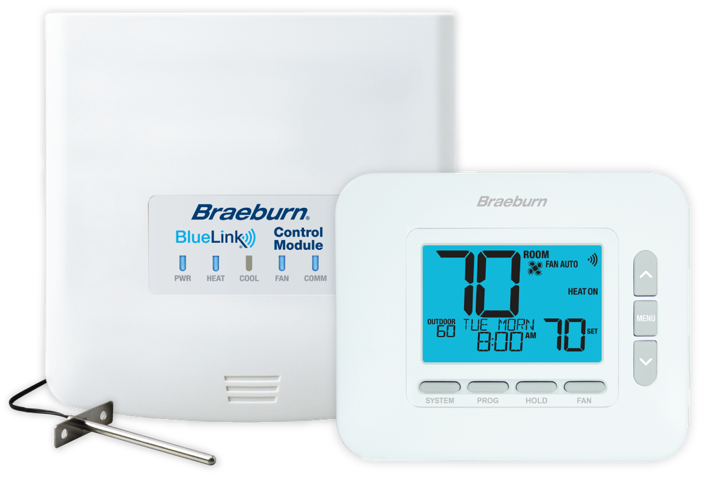 8500 BRAEBURN UNIVERSAL WIRELESS THERMOSTAT KIT, 7, 5-2 DAY OR NON-PROG. 3H / 2C (INCLUDES THERMOSTAT, CONTROL MODULE & SUPPLY AIR SENSOR)