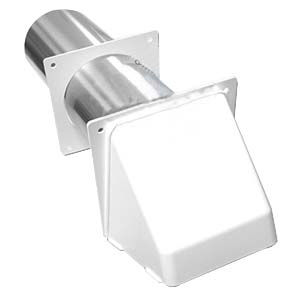 224W-B 4" WHITE PLASTIC VENT HOOD W/TAIL PIPE AND REMOVEABLE SCREEN (10)