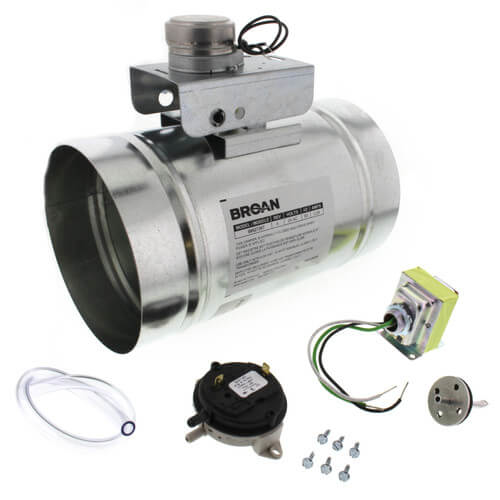 MD6TU 6" UNIVERSAL AUTOMATIC MAKE-UP AIR DAMPER WITH PRESSURE SENSOR KIT. ALSO WORKS WITH ULTRA AND QT SERIES FANS IF AT LEAST 80 CFM AND USED WITH 6'' RIGID DUCT