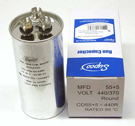 CD55D5440RD DUAL RUN CAPACITOR 55+5 440/370V ROUND (12292 TRCFD555)
