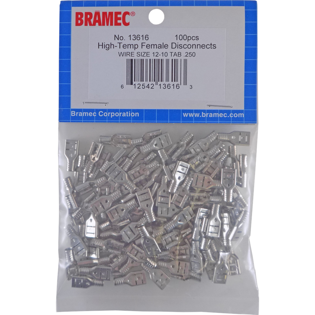 BRAMEC 13616 High Temperature Female Disconnect, 12 - 10 AWG Conductor, 900 deg F