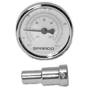 GS250 2 1/2 IN. THERMOMETER WITH WELL. 32-250F TEMP. RANGE. STEEL CASE, BRASS WELL .