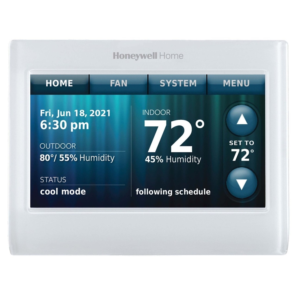 TH9320WF5003 THERMOSTAT WI-FI 9000 7 DAY PROGRAMMABLE COLOR TOUCHSCREEN UP TO 3H/2C HEAT PUMP OR UP TO 2H/2C CONVENTIONAL WHITE COLOR